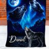 wolf howl moon custom blanket personalized name gifts for wolf lovers 1