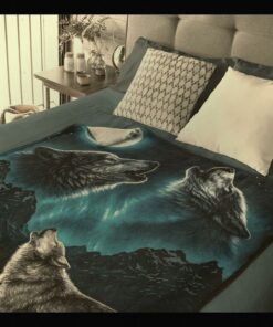 wolf howl moon custom blanket personalized name gifts for wolf lovers 3