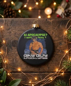 ai apocalypse i would prefer a gay guy apocalypse black ornament