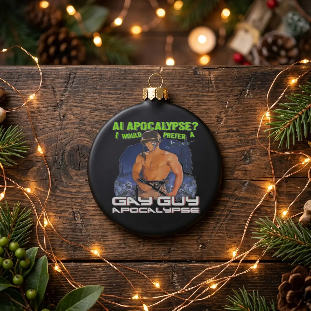 ai apocalypse i would prefer a gay guy apocalypse black ornament ai apocalypse i would prefer a gay guy apocalypse black ornament