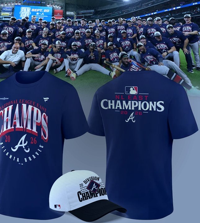 atlanta braves 2026 nl east division champions navy baseball t shirt 1 atlanta braves 2026 nl east division champions navy baseball t shirt 1