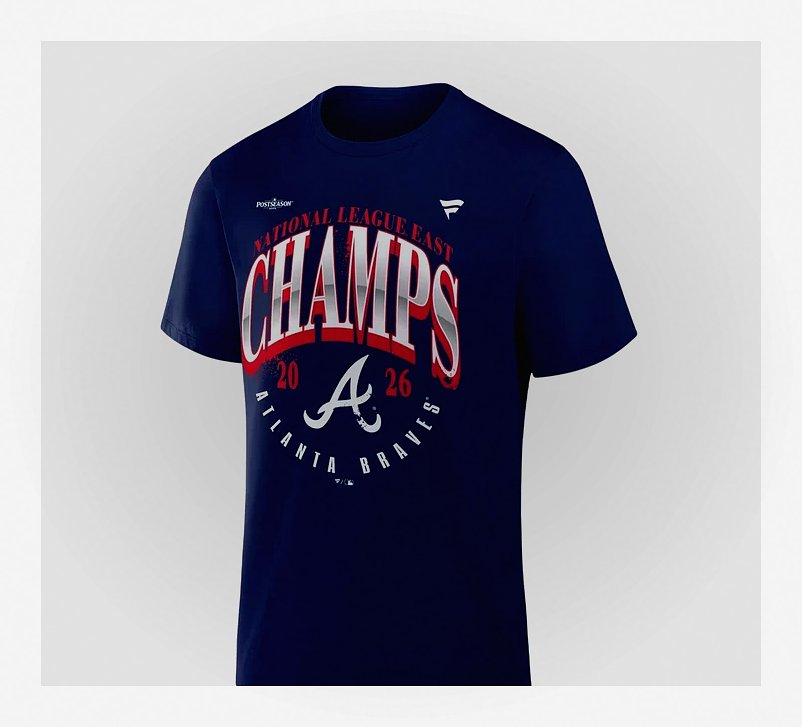 Atlanta Braves 2026 NL East Division Champions Navy Baseball T-Shirt - Design Preview