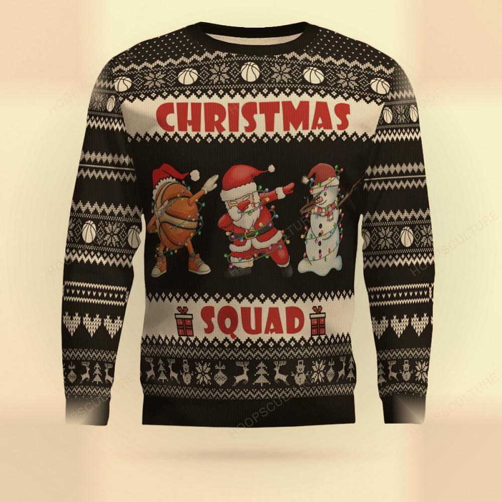 Basketball Christmas Squad Holiday Ugly Christmas Sweater - Design Preview