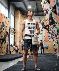 beer hat foam finger i m with stupid shirt custom prints store white tanktop bouldering