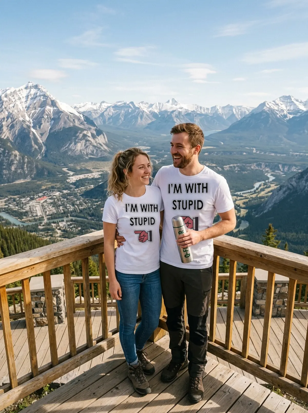beer hat foam finger i m with stupid shirt custom prints store white tshirt mountain couple beer hat foam finger i m with stupid shirt custom prints store white tshirt mountain couple