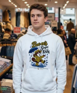 buc ee s singin in the rain snacks make rainy days brighter mock hoodie white
