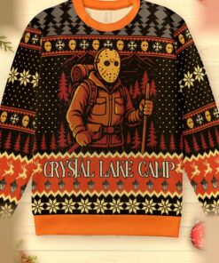 camp crystal lake jason voorhees retro slasher ugly christmas sweatshirt 1