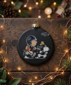 charlie brown woodstock and snoopy wearing nevada wolf pack football 2 black ornament 1