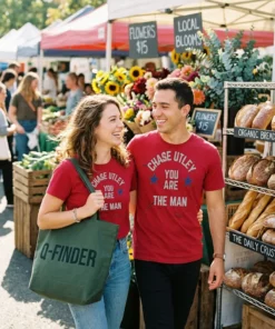 chase utley you are the man red tshirt farmers market couple