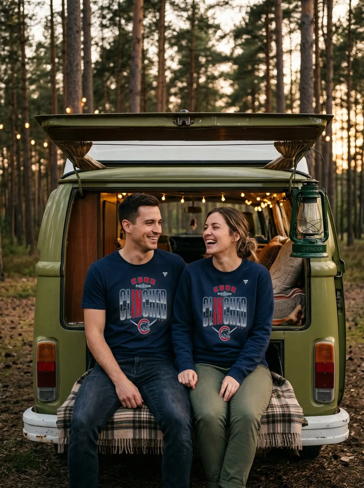 chicago cubs 2026 mlb postseason locker room blue tshirt campervan tailgate couple chicago cubs 2026 mlb postseason locker room blue tshirt campervan tailgate couple