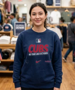 chicago cubs 2026 mlb postseason no time like october mock sweat navy