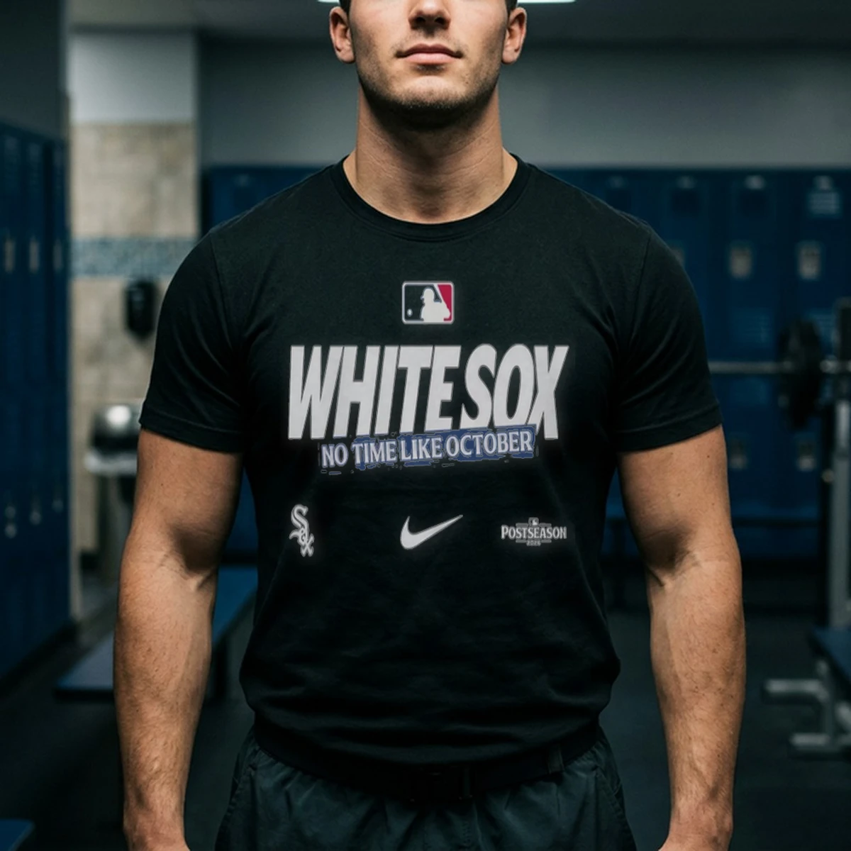 chicago white sox 2026 mlb postseason no time like october tshirt black male3 chicago white sox 2026 mlb postseason no time like october tshirt black male3