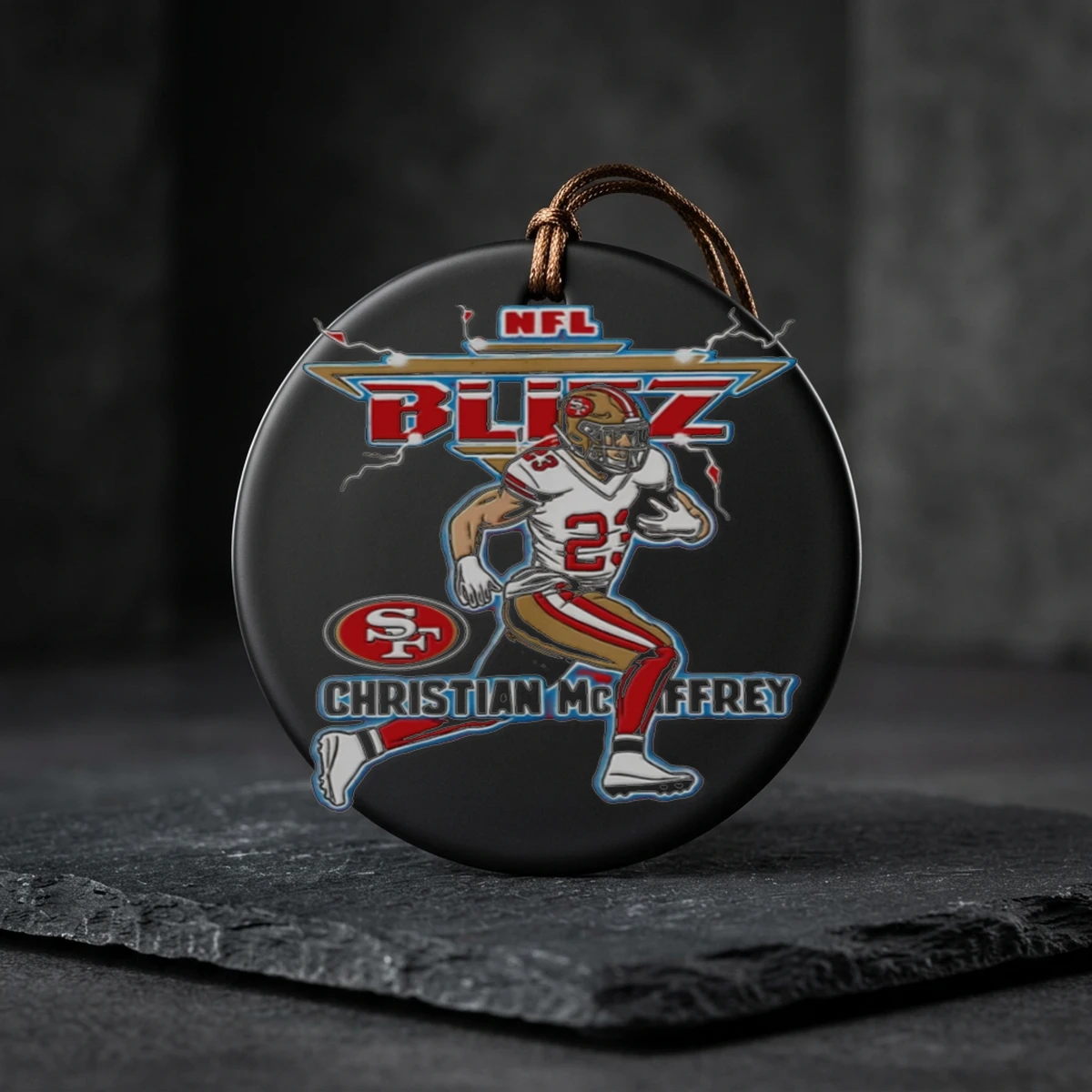 christian mccaffrey san francisco 49ers nfl blitz 23 fo ceramic ornament christian mccaffrey san francisco 49ers nfl blitz 23 fo ceramic ornament