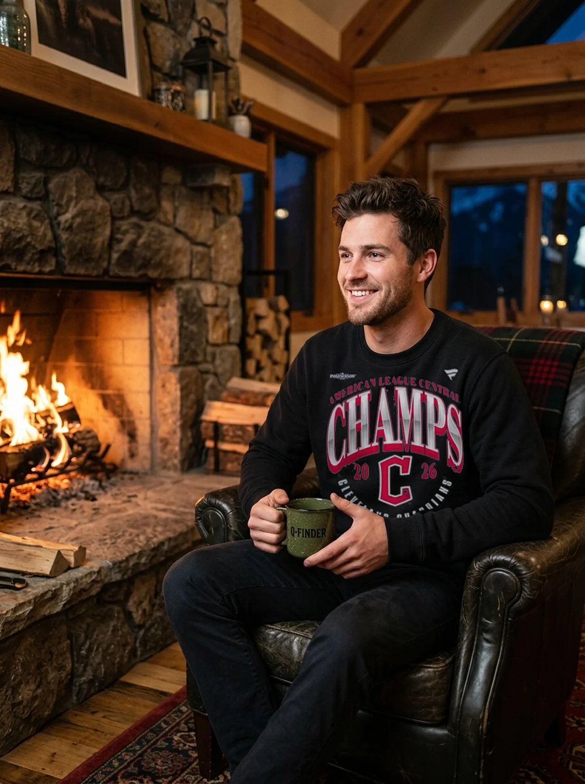 cleveland guardians 2026 al central division champions black sweatshirt stone fireplace cleveland guardians 2026 al central division champions black sweatshirt stone fireplace