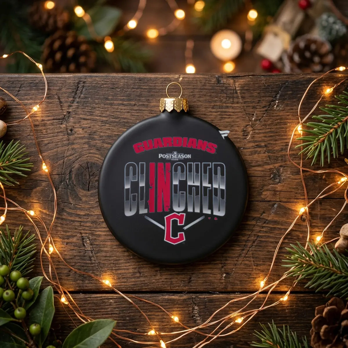 cleveland guardians 2026 mlb postseason locker room black ornament cleveland guardians 2026 mlb postseason locker room black ornament