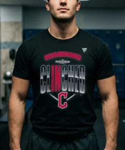 cleveland guardians 2026 mlb postseason locker room tshirt black male3