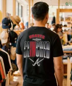 clinched atlanta braves baseball nike 2026 mlb postseason locker r tshirt black male back