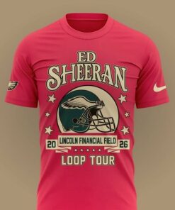 ed sheeran loop tour 2026 x philadelphia eagles pink graphic t shirt 1