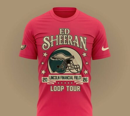 ed sheeran loop tour 2026 x philadelphia eagles pink graphic t shirt 1