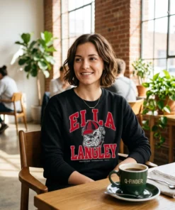 ella langley 2026 bulldog mascot baseball akins ford arena black sweatshirt artisan cafe