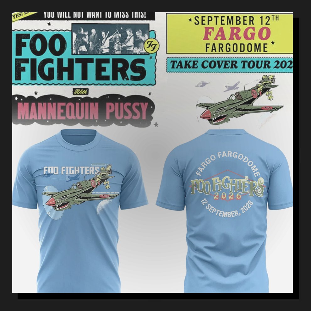 Foo Fighters Take Cover Tour 2026 Fargo North Dakota Concert Graphic T-Shirt - Design Preview