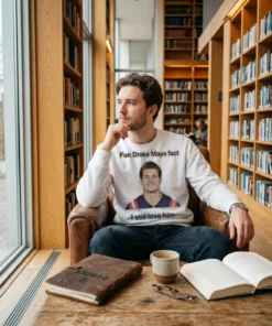 fun drake maye fact i love him patriots white sweatshirt book lounge