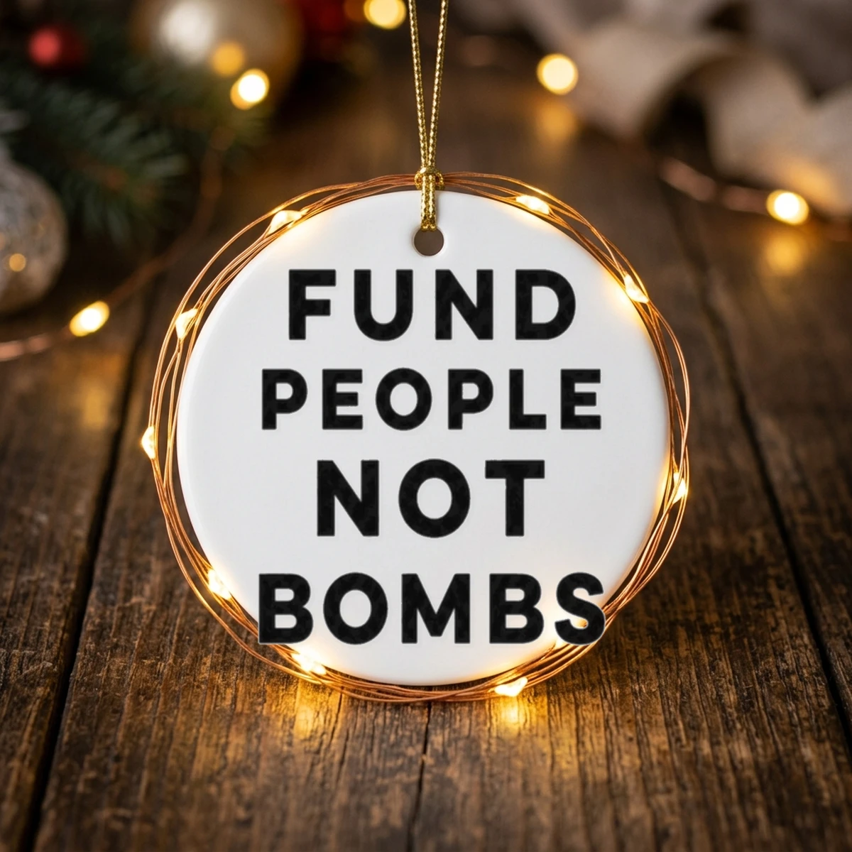 fund people not bombs ornament fund people not bombs ornament