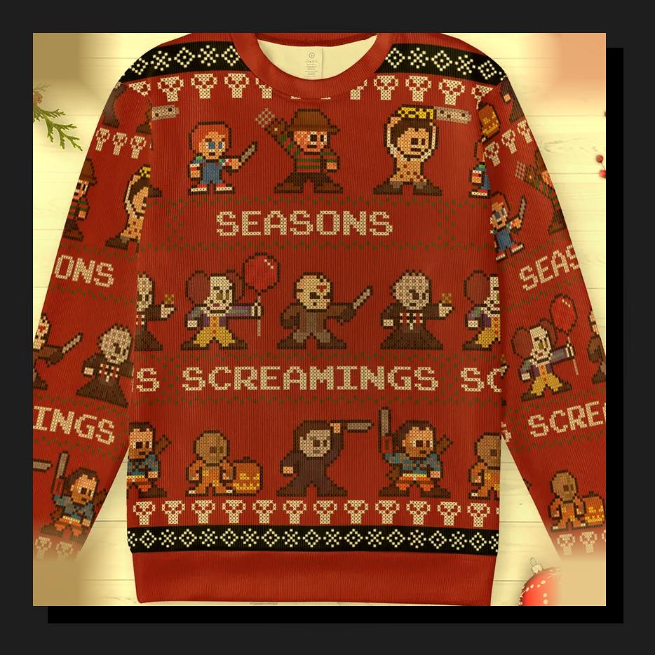 ghostface scream horror seasons screamings ugly christmas sweatshirt 1 ghostface scream horror seasons screamings ugly christmas sweatshirt 1