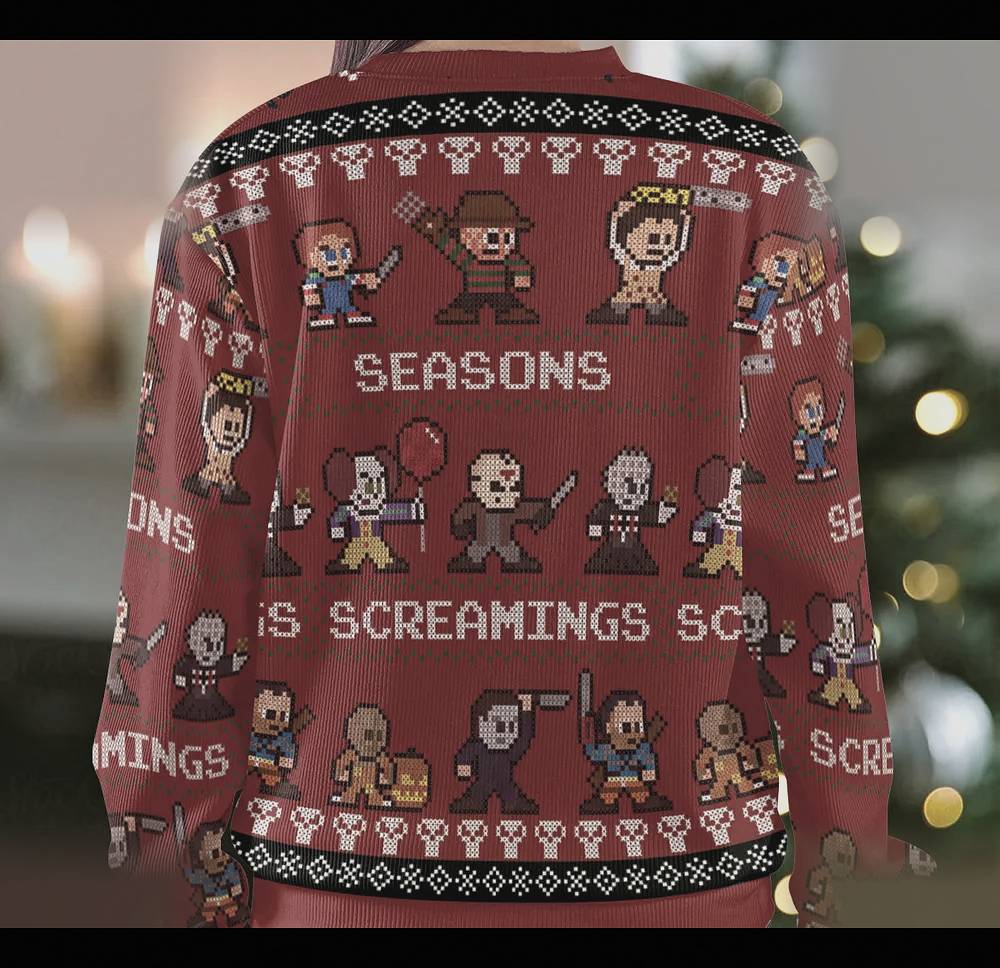 ghostface scream horror seasons screamings ugly christmas sweatshirt 3 ghostface scream horror seasons screamings ugly christmas sweatshirt 3