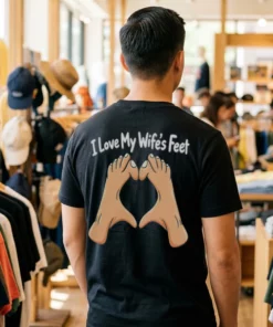 i love my wife s feet husband wife tshirt black male back
