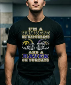 i m a iowa hawkeyes on saturdays and a baltimore ravens on su tshirt black male3