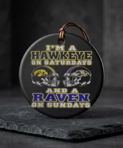 i m a iowa hawkeyes on saturdays and a baltimore ravens on sund ceramic ornament