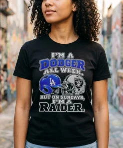i m a los angeles dodgers all week but on sundays i m a l tshirt black female3