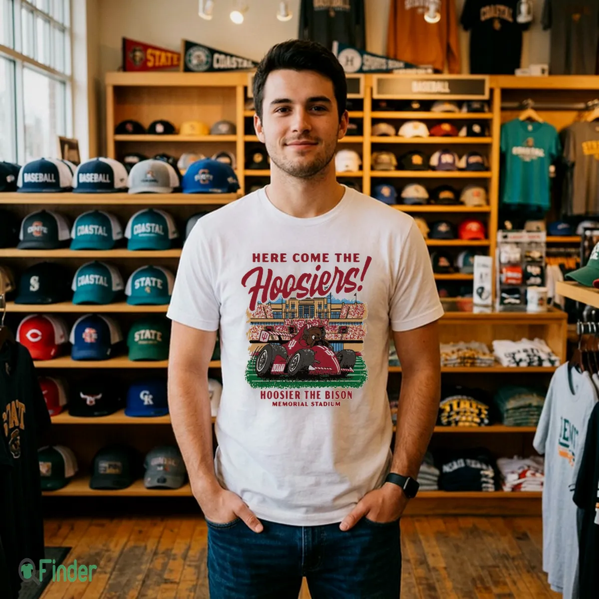 Indiana Hoosier The Bison Race Car T-Shirt - Design Preview