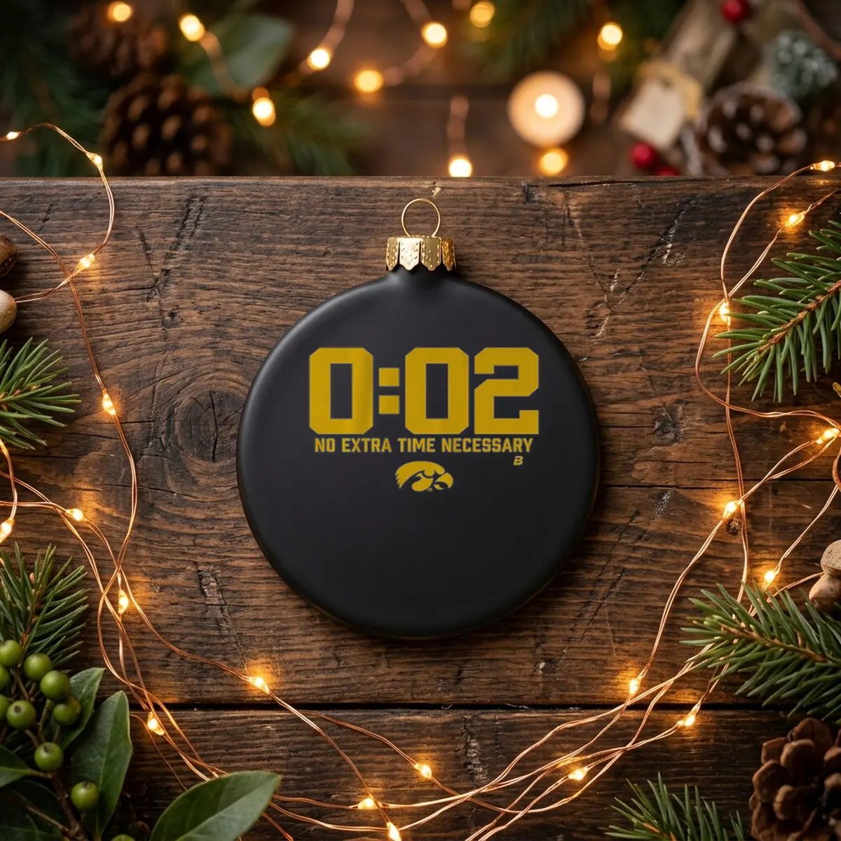 iowa football 002 no extra time necessary black ornament iowa football 002 no extra time necessary black ornament