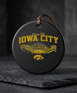 iowa football come to iowa city ceramic ornament