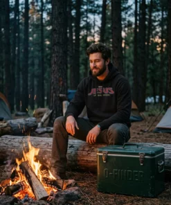 jesus my salvation black hoodie campfire twilight