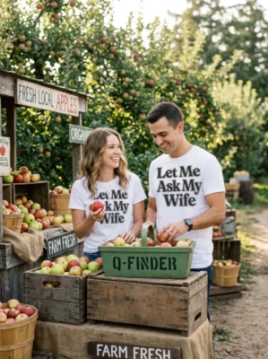 let me ask my wife white tshirt farmers market couple