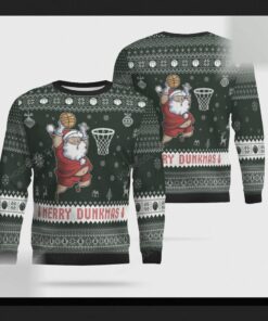 merry dunkmas basketball fan court ugly christmas sweater 1