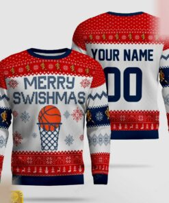 merry swishmas basketball champion ugly christmas sweater 1
