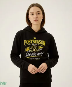 milwaukee brewers 2026 win our way mlb posteason hoodie black female 01
