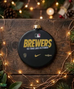 milwaukee brewers no time like october 2026 mlb postseason black ornament 1