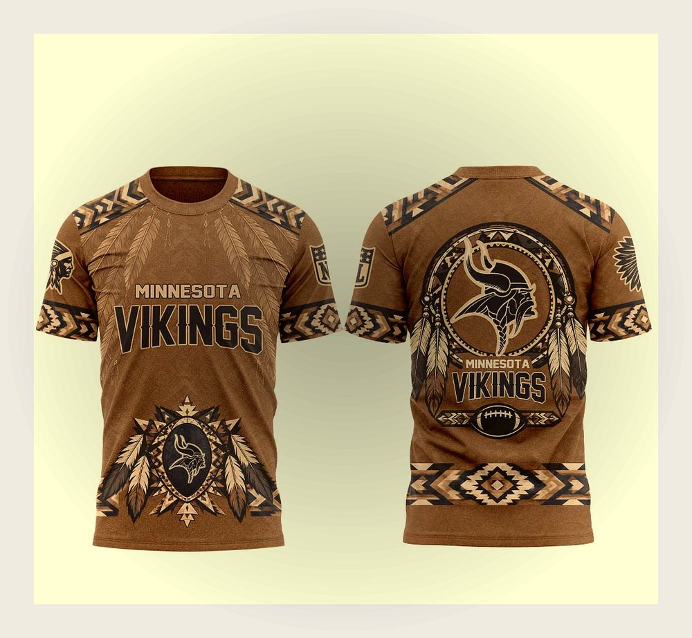 Minnesota Vikings Native American Heritage Month 2026 3D T-Shirt - Design Preview