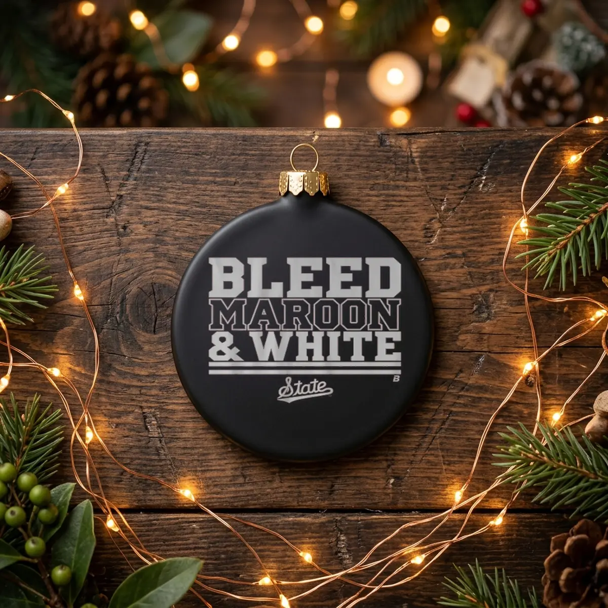 mississippi state bleed maroon and white black ornament mississippi state bleed maroon and white black ornament
