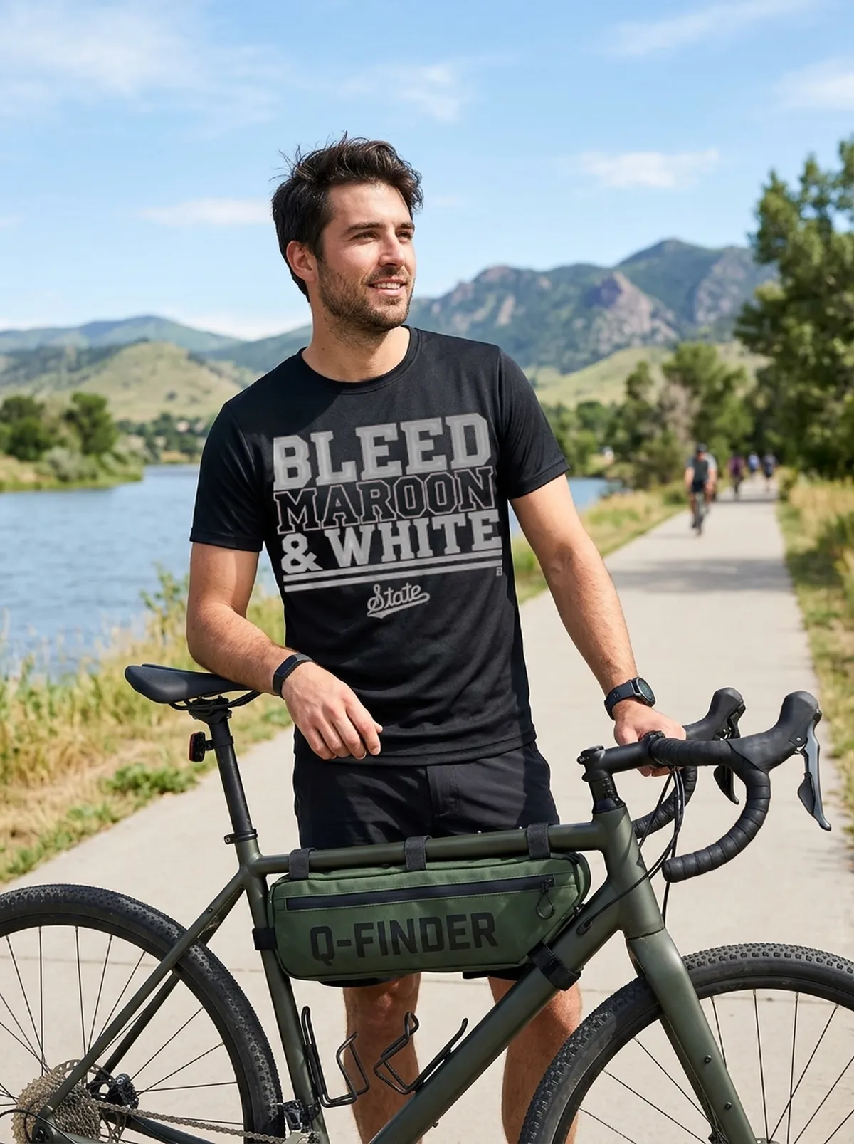 mississippi state bleed maroon and white black tshirt gravel bike mississippi state bleed maroon and white black tshirt gravel bike