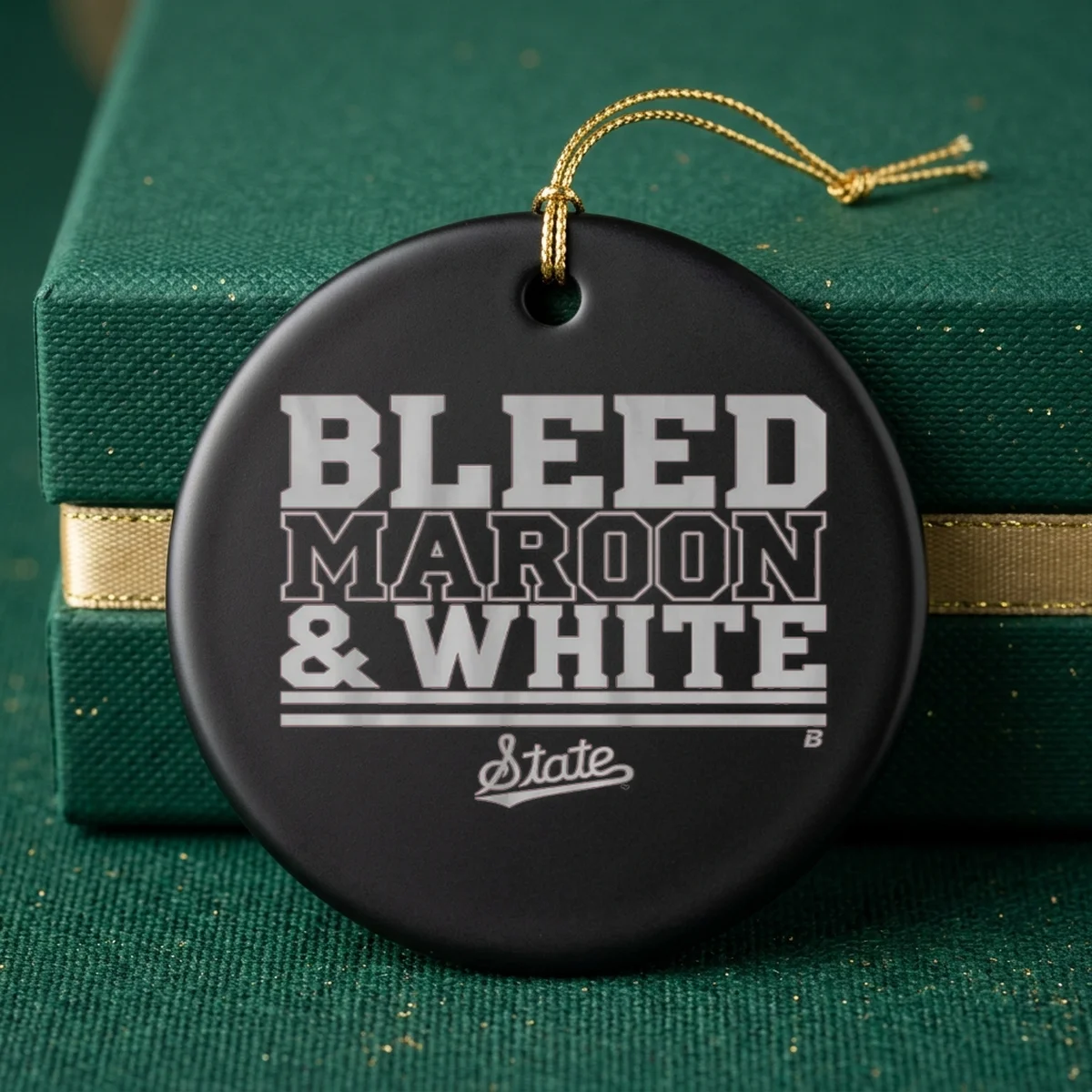 mississippi state bleed maroon and white ornament mississippi state bleed maroon and white ornament
