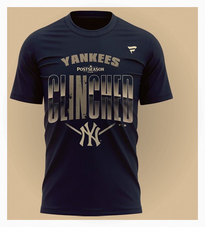 New York Yankees Clinched Fall In Postseason 2026 Navy 2 - Sided T-Shirt - Design Preview