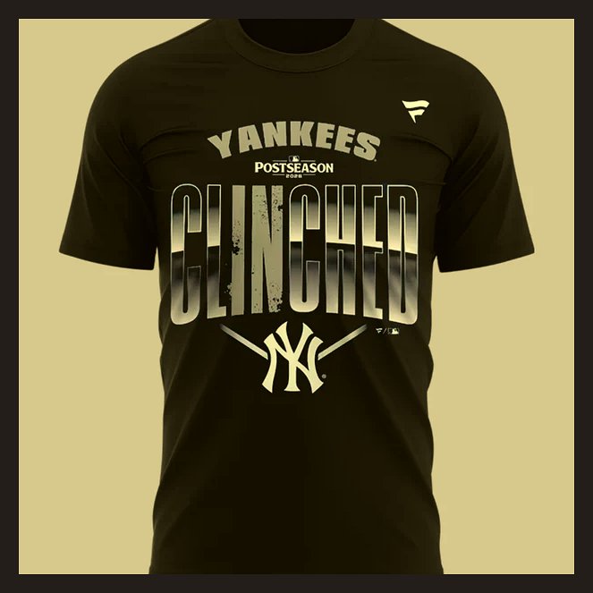New York Yankees Clinched Postseason 2026 Black Plain Back T-Shirt - Design Preview