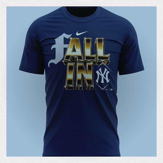 New York Yankees Fall In 2026 Postseason Navy Plain Back T-Shirt - Design Preview