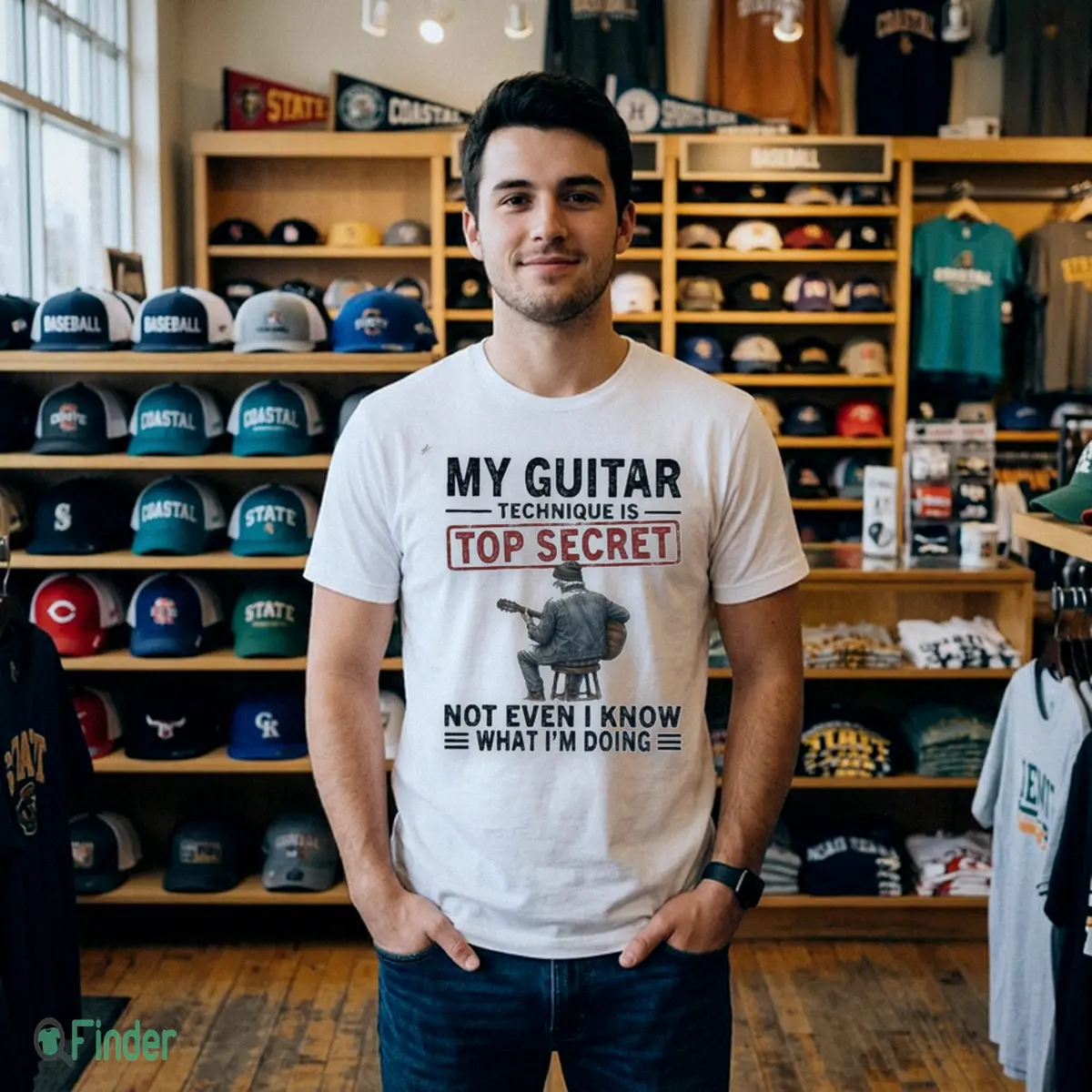 Official My Guitar Technique Is Top Secrect, Not Even I Know What I'M Doing T-Shirt - Design Preview